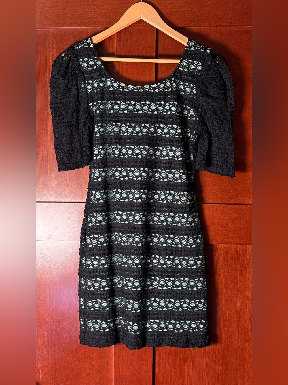 Liberty Love Black Lace Overlay Bodycon Dress Mint Green Size XL
